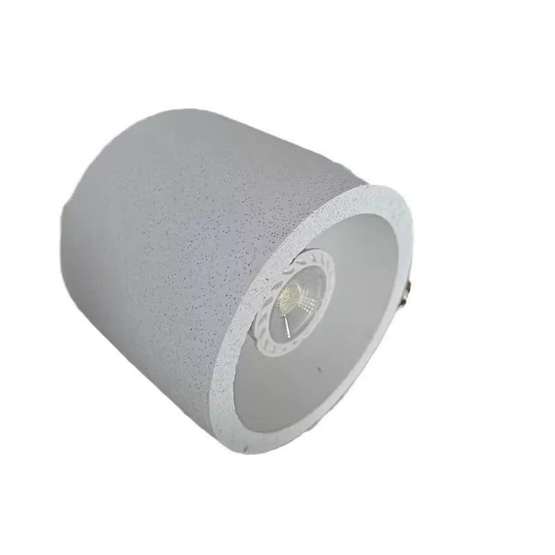 Cement Japanese-style ceiling lamp with log accents, White Sandstone finish, for corridor or restaurant