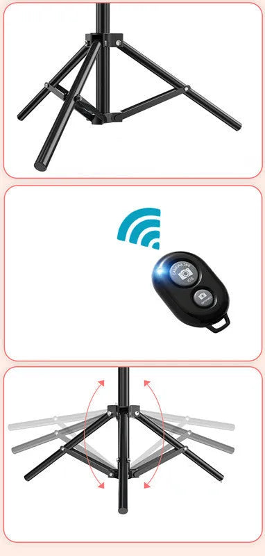 10-inch ring selfie light on 19cm adjustable metal stand with smartphone attached