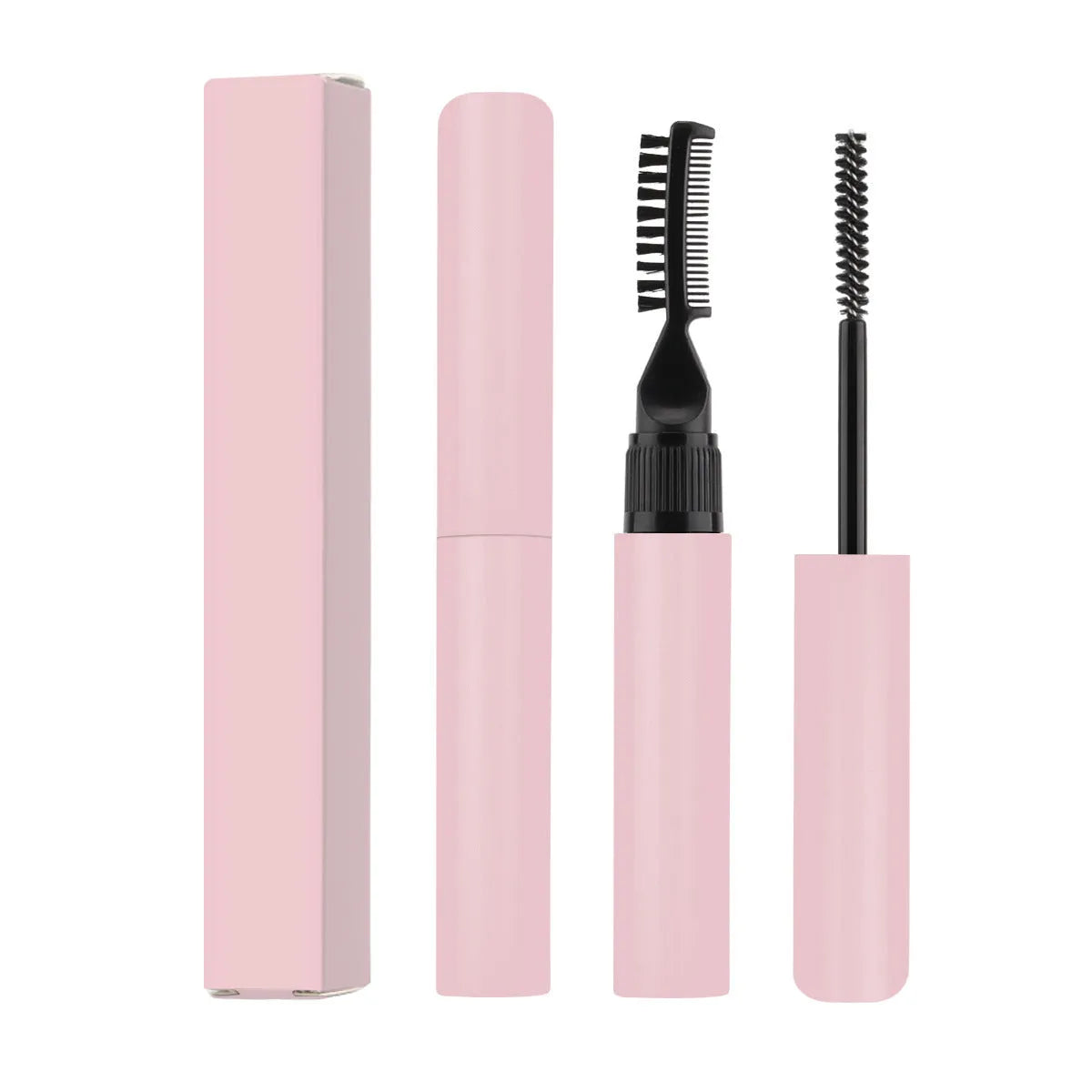 Eyebrow brush and bottle of liquid glue for creating natural wild eyebrows.