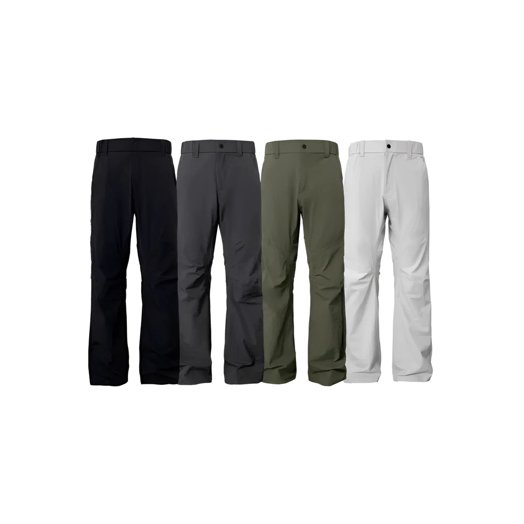 Men's 3D deconstructive straight leg casual trousers in Army Green with elastic waistband.