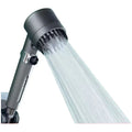 Portable shower head with modern design showing three spray mode controls