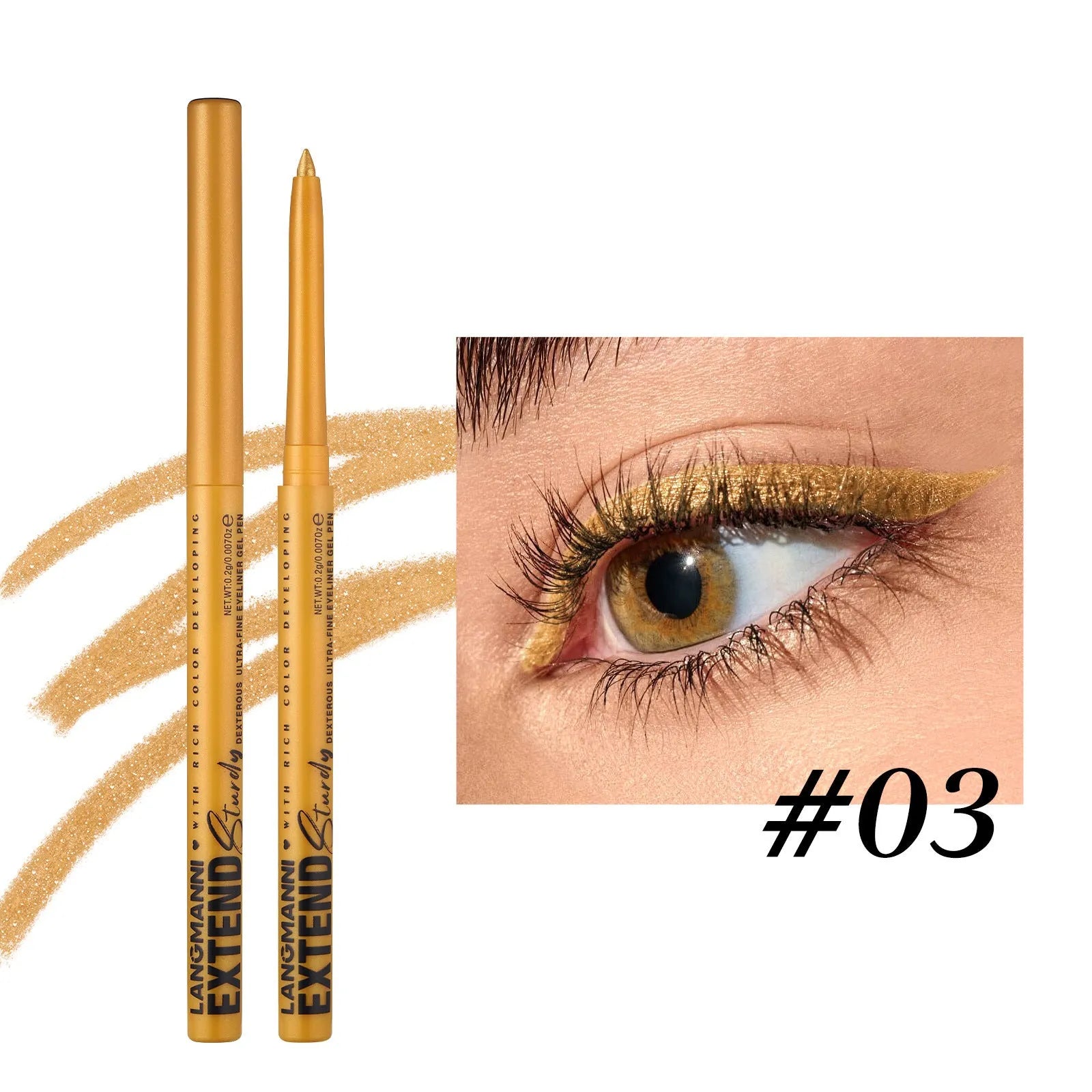 12 colourful gel glitter eyeliner pencils in matte, glitter, metallic and pearl effects