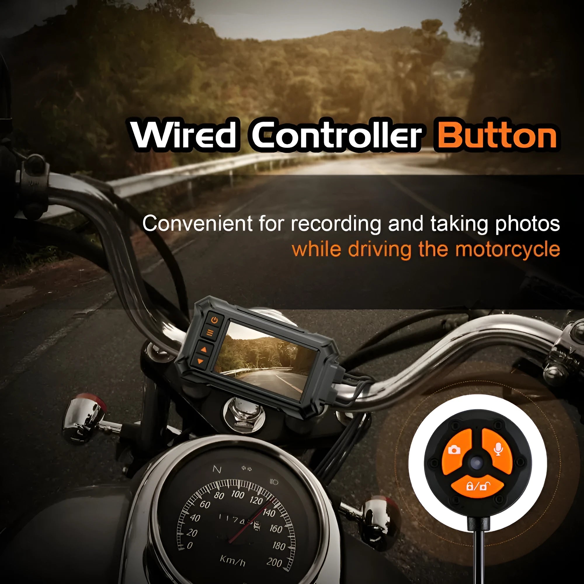 3 inch waterproof motorcycle dash camera with dual lenses and GPS module for front and rear recording