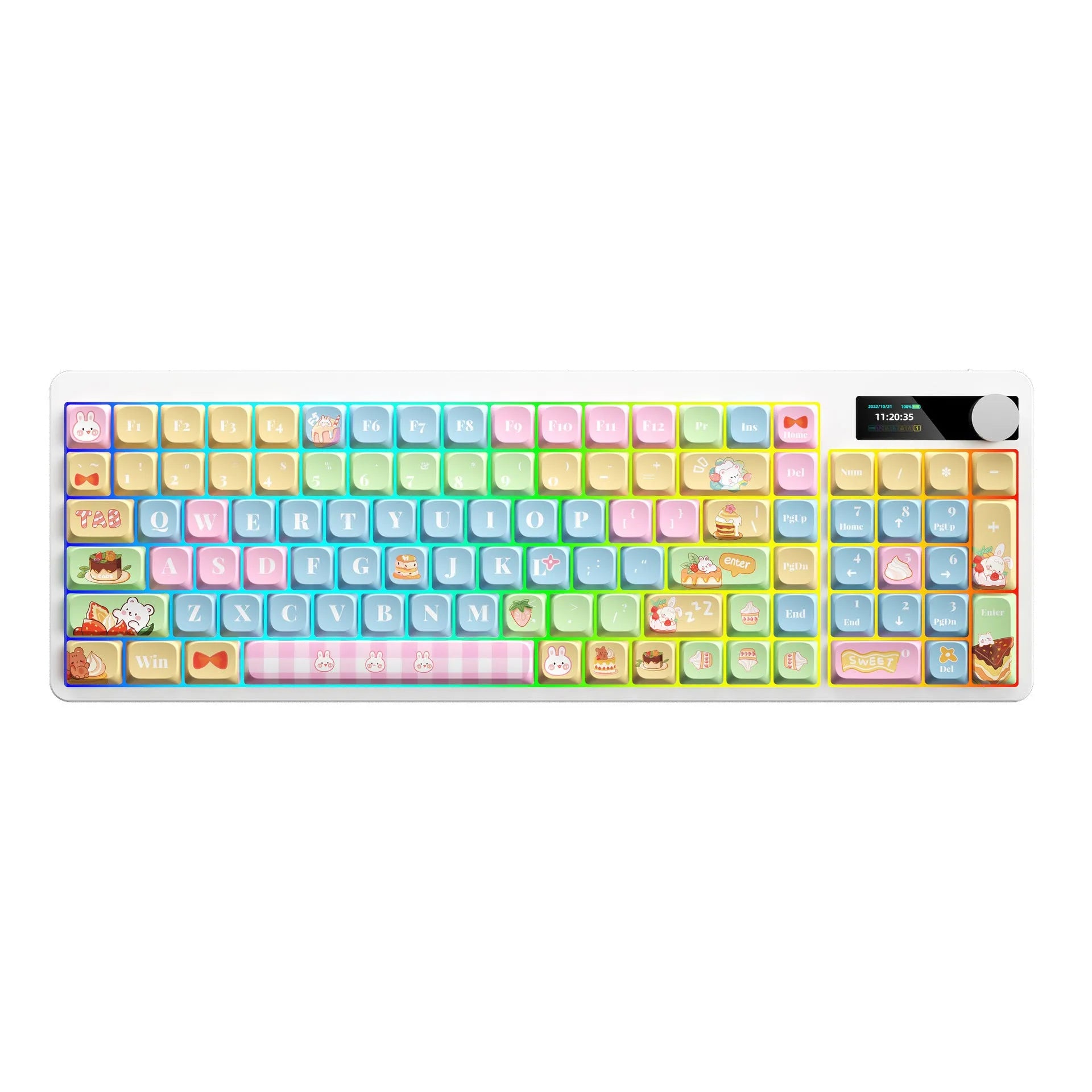 Black mechanical keyboard with RGB backlight showing full key layout and compact 397mm design