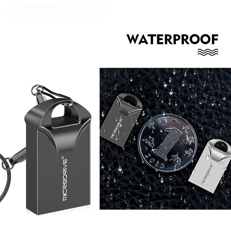 Mini metal USB flash drive in black or silver with compact 23x12x8mm dimensions
