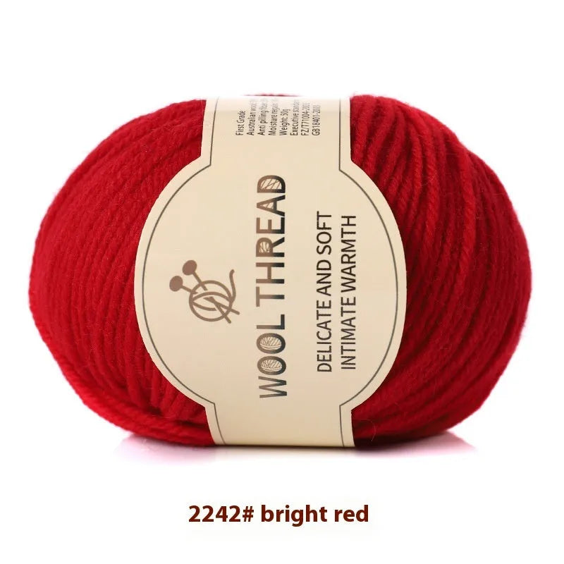 Roll of woolen knitting yarn thread for hand knitting with size 10 needles in various colour options