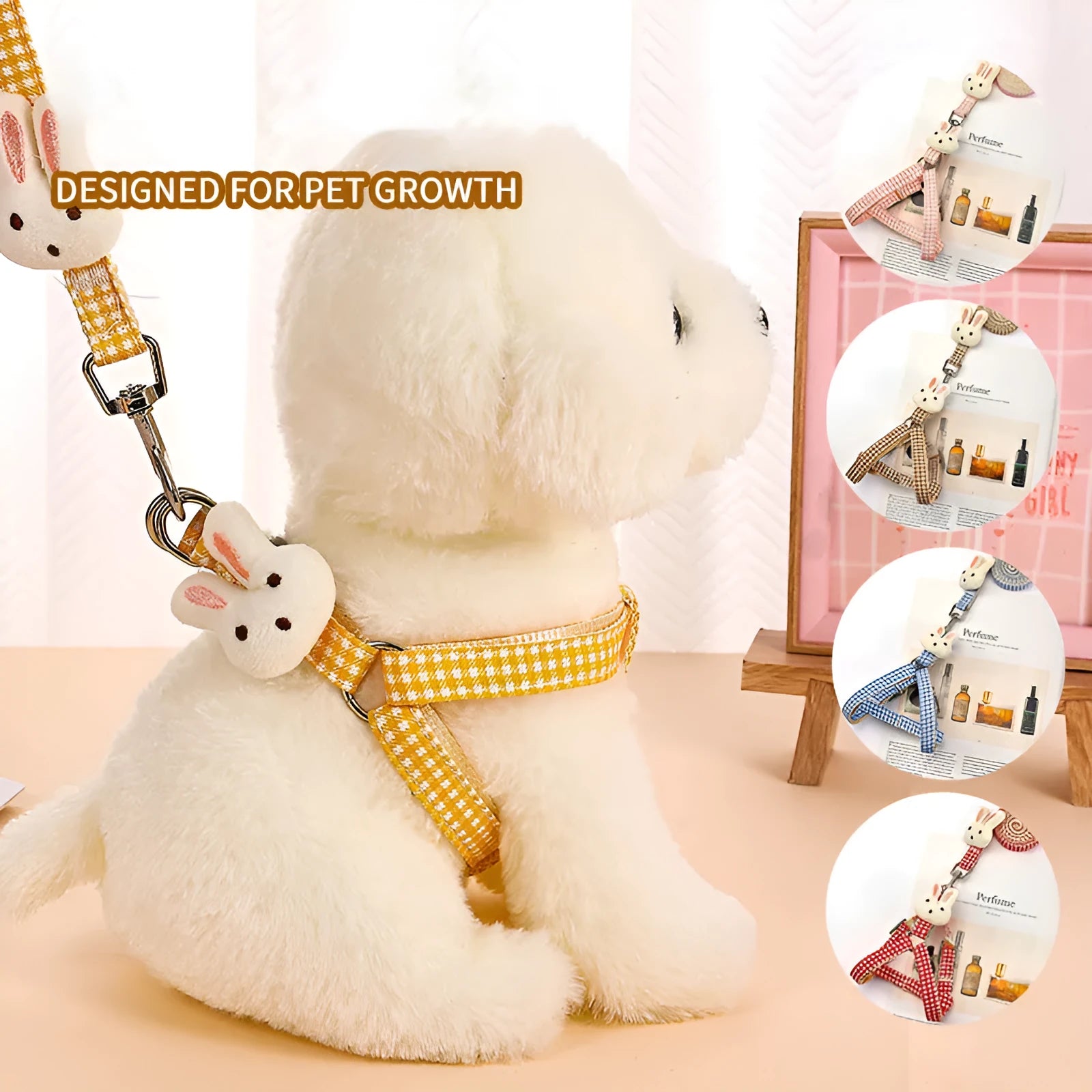 Small dog harness and leash set in nylon with quick-release buckles