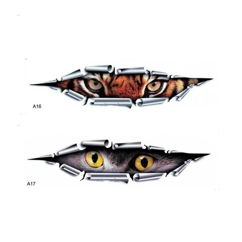 3D Tiger Eye or Eagle Eye pattern car door decoration sticker 10x35cm on vehicle surface