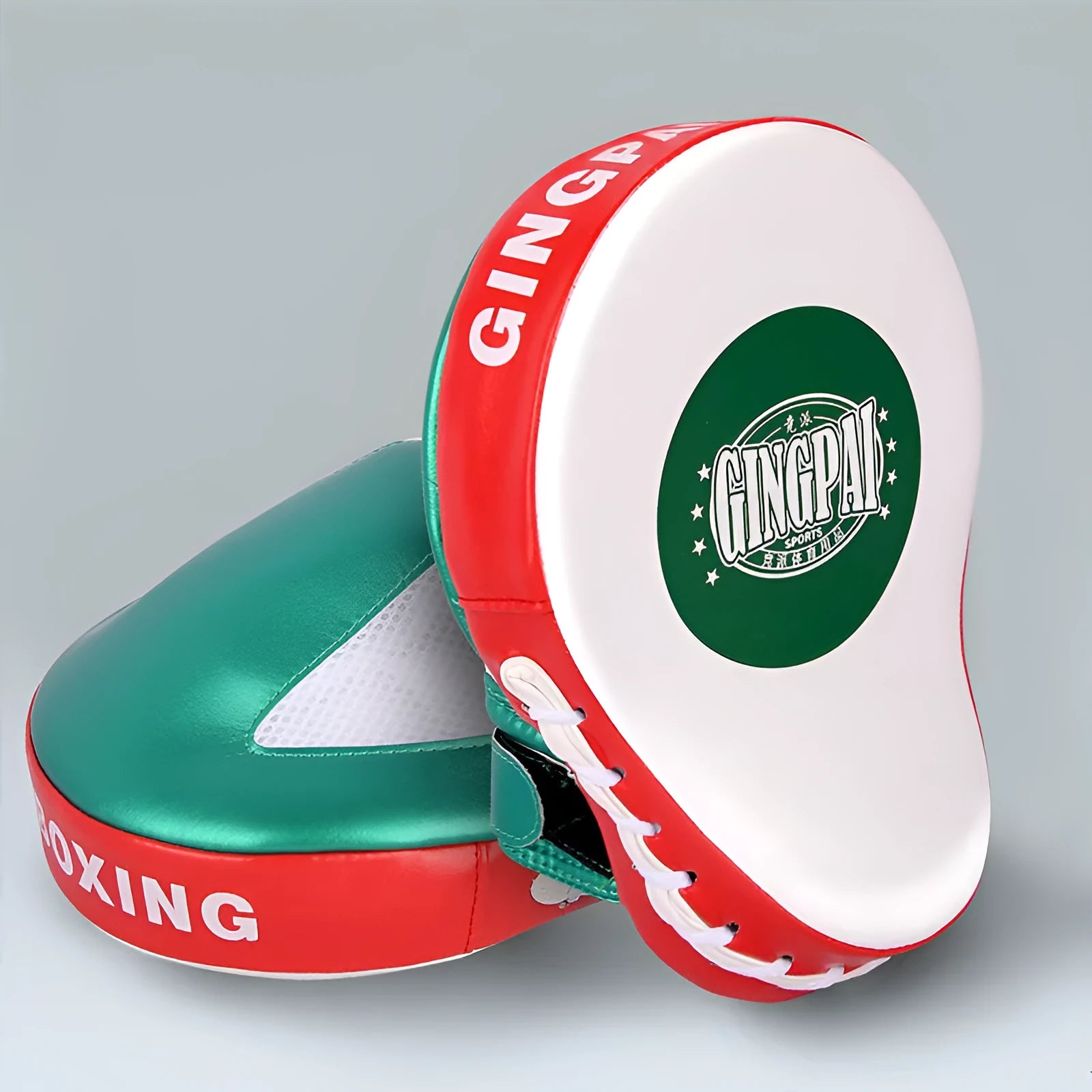 Vertical Sanda baffle target for boxing training in gold or green PU leather