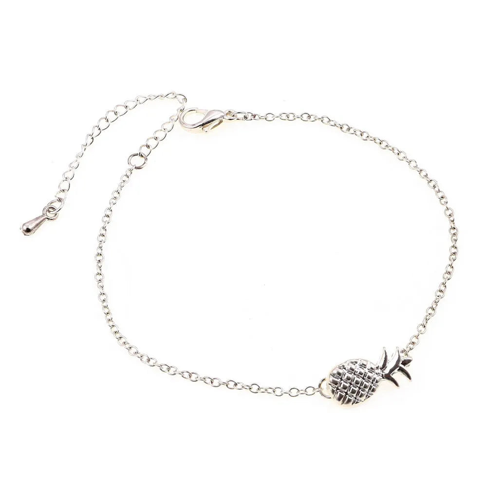 Women's alloy pineapple charm bracelet in gold or silver from the XINGX series