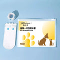 White disposable waterproof shoe covers for small and medium dogs on a non-slip surface.