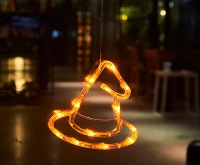 Seven Halloween-themed LED hanging lights with suction cups including spiders, pumpkins and ghosts