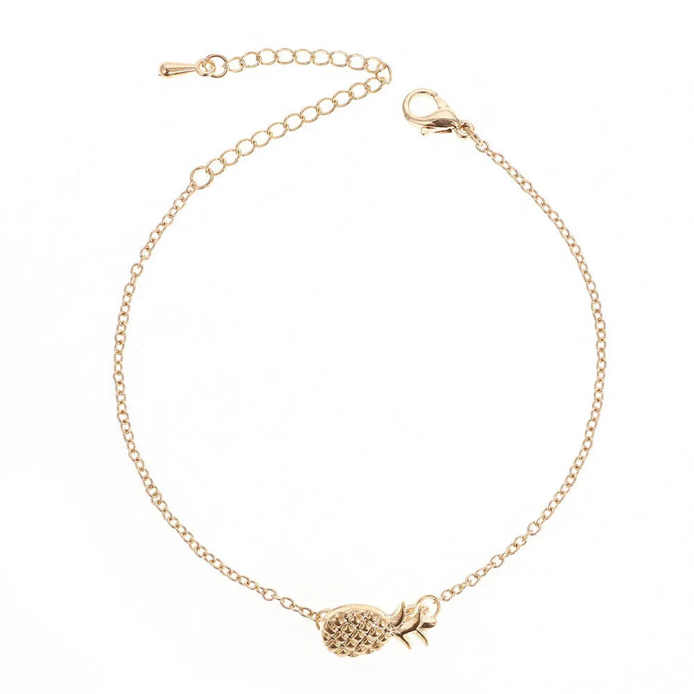 Women's alloy pineapple charm bracelet in gold or silver from the XINGX series