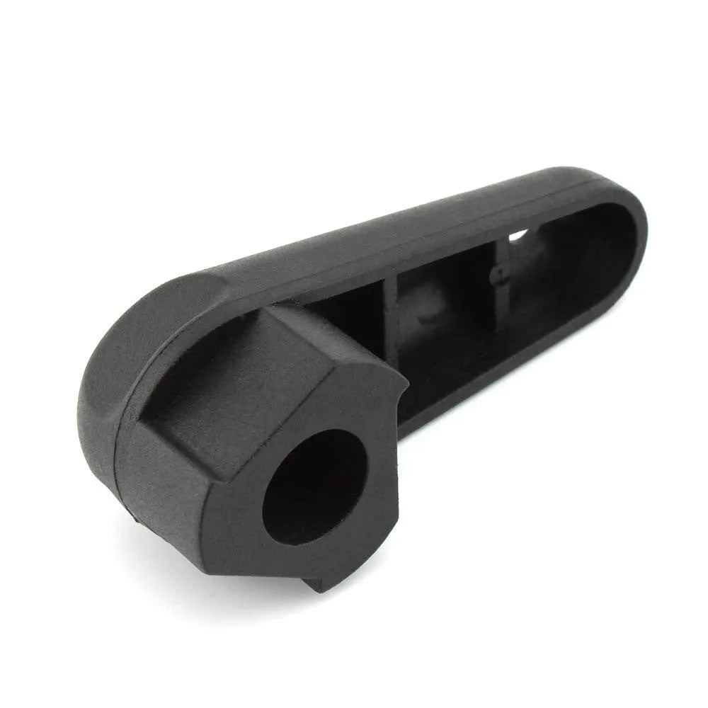 Black nylon quick release wrench for BMW motorcycle engine oil cap, shown with packaging.
