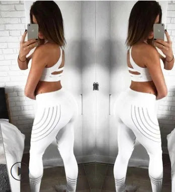 Women's black workout leggings with night glowing print and high-waist design