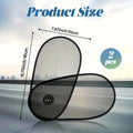 Black stretchy car side window sunshade for babies, shown with suction cups attached.