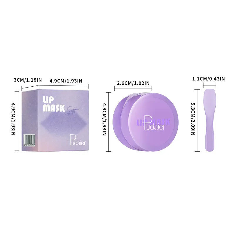 10ml exfoliating lip balm treatment set with lip film and a scraper tool for moisturising and softening lip cutin.