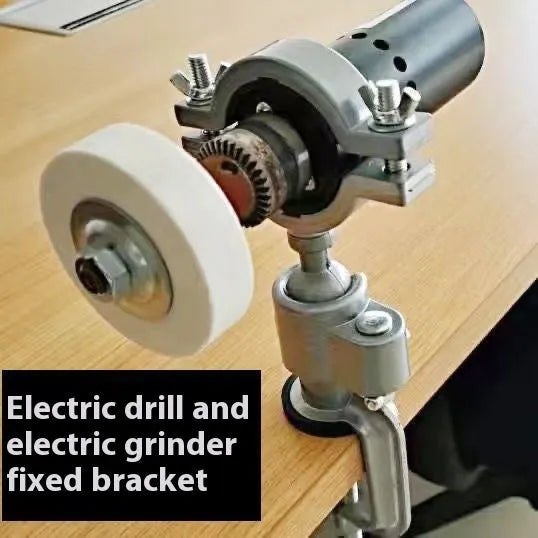 360 rotating clamp-on bench vise with tungsten steel jaws shown mounted to workbench edge