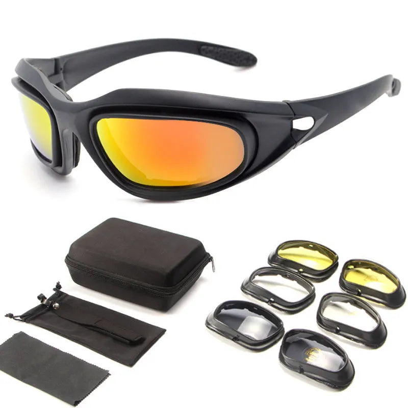 Tactical polarized sunglasses with sports full-rim frame for outdoor cycling