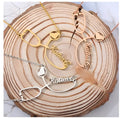 Customised titanium steel stethoscope name necklace for women in gold finish with blade chain