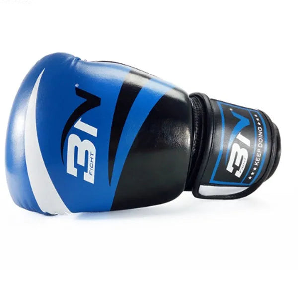 Adult PU boxing gloves in multiple colours including red, blue, white, pink, and orange