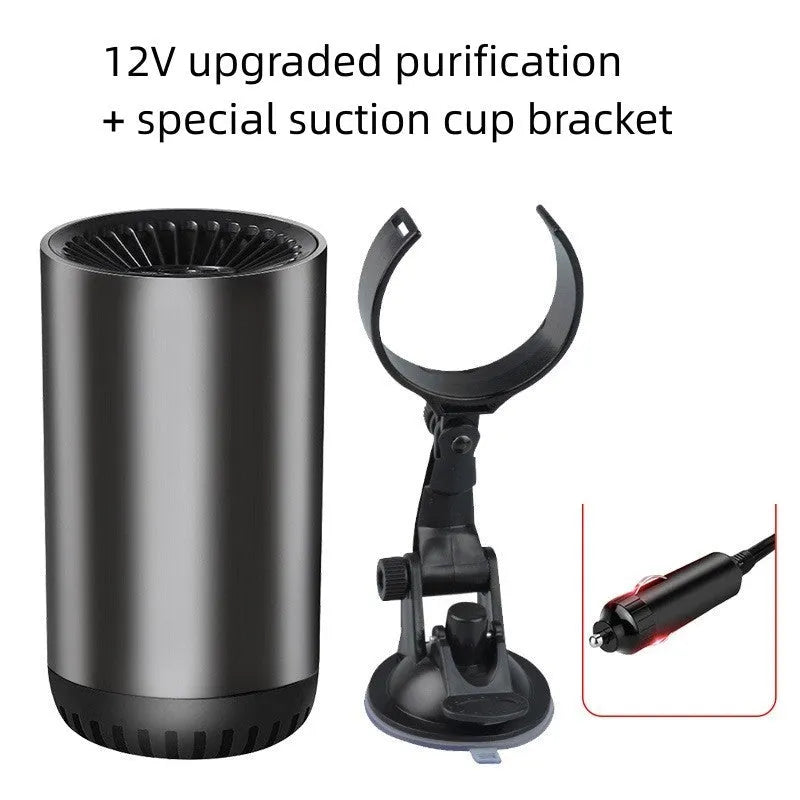 12v 24v car heater defogger in black and gray with suction cup mount and power cord
