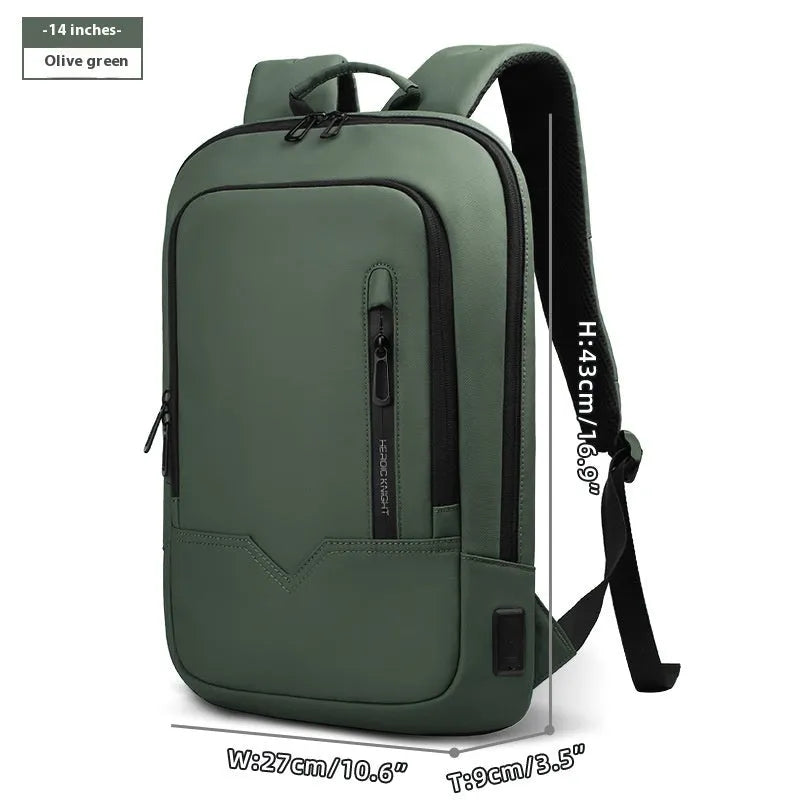 Solid colour lightweight polyester backpack with USB charging port on side, shown in multiple colour options.