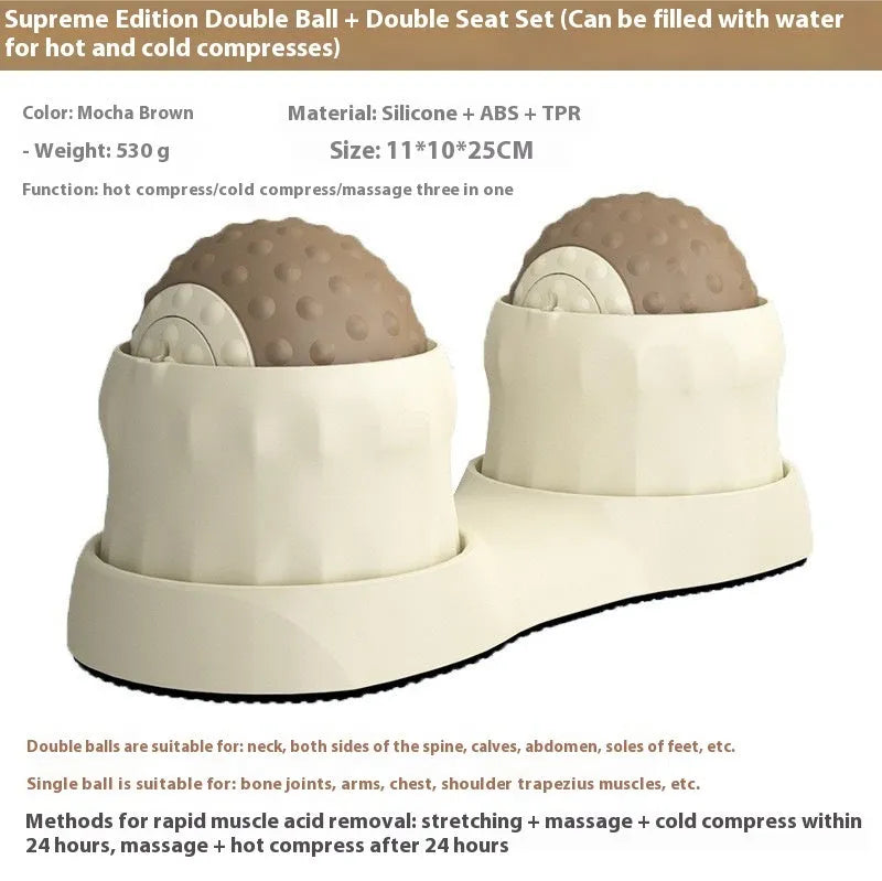 Massage ball set for cold and hot compress therapy in oil fruit green and caramel mocha colours