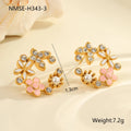 Flower shaped stud earrings with petal design in 18K gold plated stainless steel