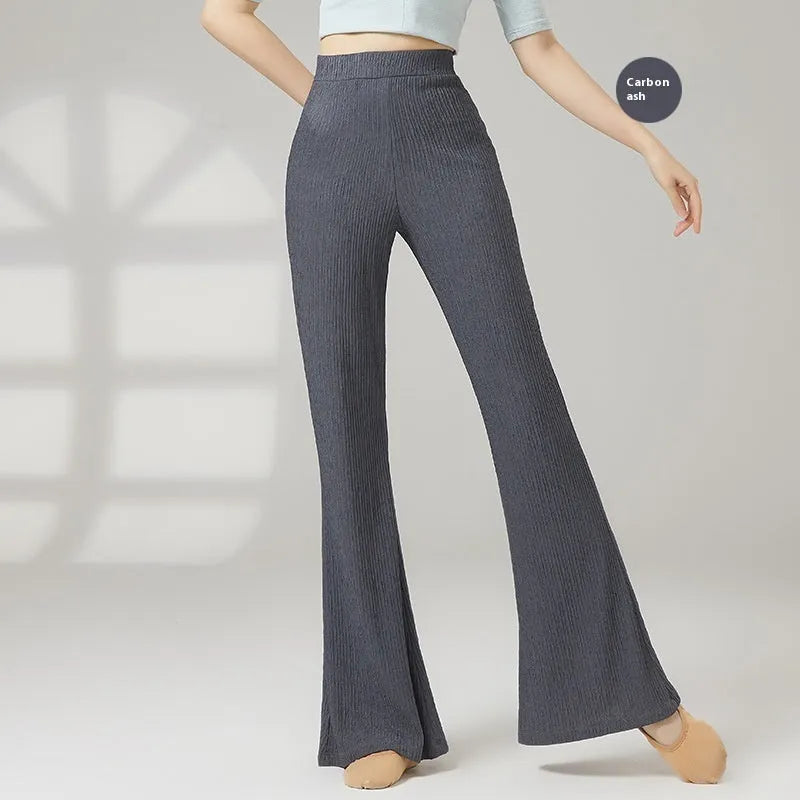 Women's solid colour polyester dance practice pants for classical training in beige apricot