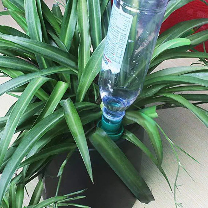 Green ceramic bottle dripper for automatic plant watering measuring 20-24cm in length