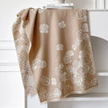 Thick winter scarf in imitation cashmere with tassel ends showing colour options