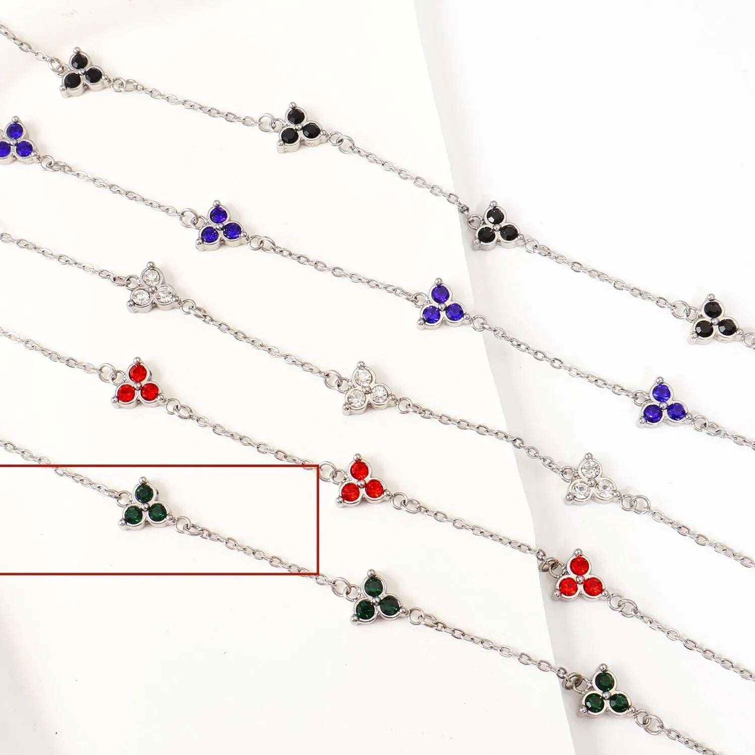 Women's geometric triangular bracelet with zircon gemstone in stainless steel gold tone or steel tone finish