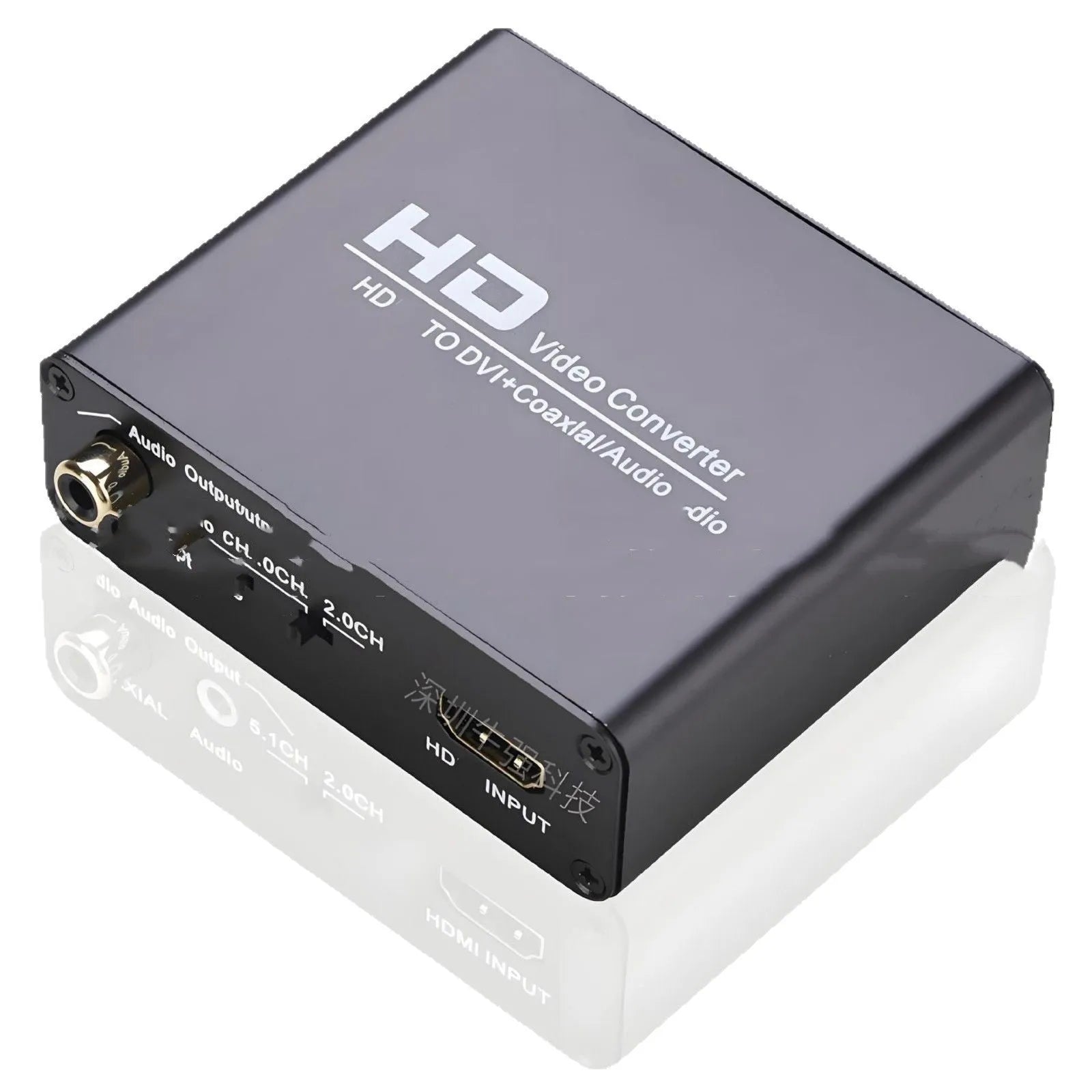 Black HDMI to DVI converter with Coaxial 35 audio output port and 1.5 metre cable