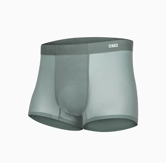 Men's seamless lightweight sports underwear in black, shown flat, highlighting the antibacterial crotch panel.