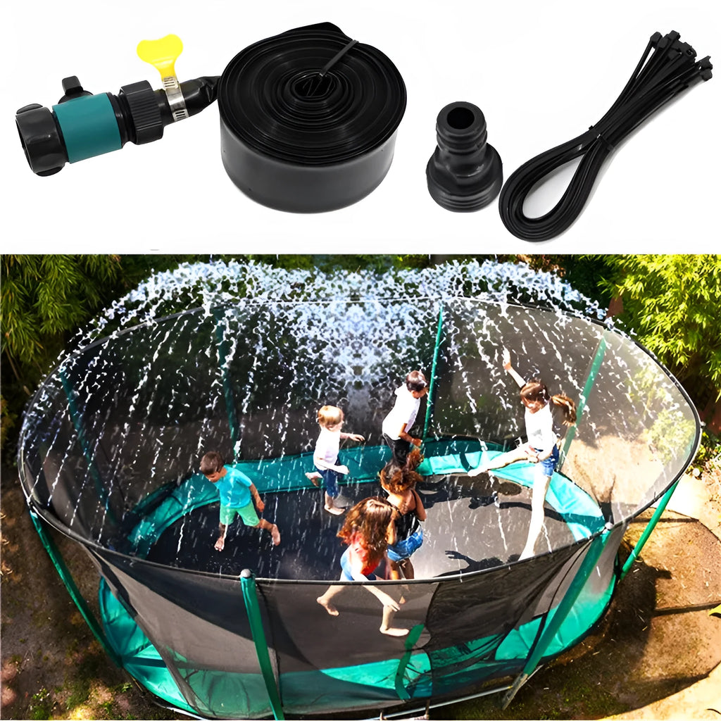 Blue or orange portable garden sprinkler with solar water cooling and PVC construction