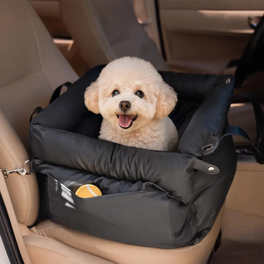 Green waterproof pet car nest with removable cover for dogs, dimensions 55cm by 50cm by 45cm