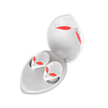 Creative Outer T8 Starman black and white alien design Bluetooth earbuds with coloured lights and wireless charging case.