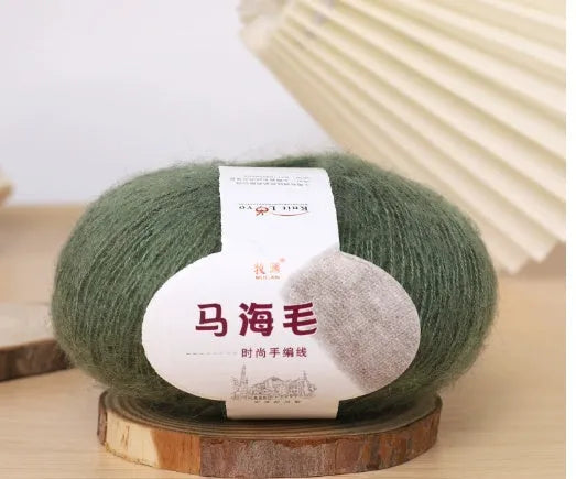 Mohair wool ball for DIY scarf knitting kit with Inverness thread in multiple colour options