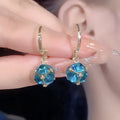 Geometric rose design zircon electroplated copper earrings for women in multiple colour variations