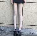 Women's summer mesh stockings in black and white, showing large, medium, and small net patterns.