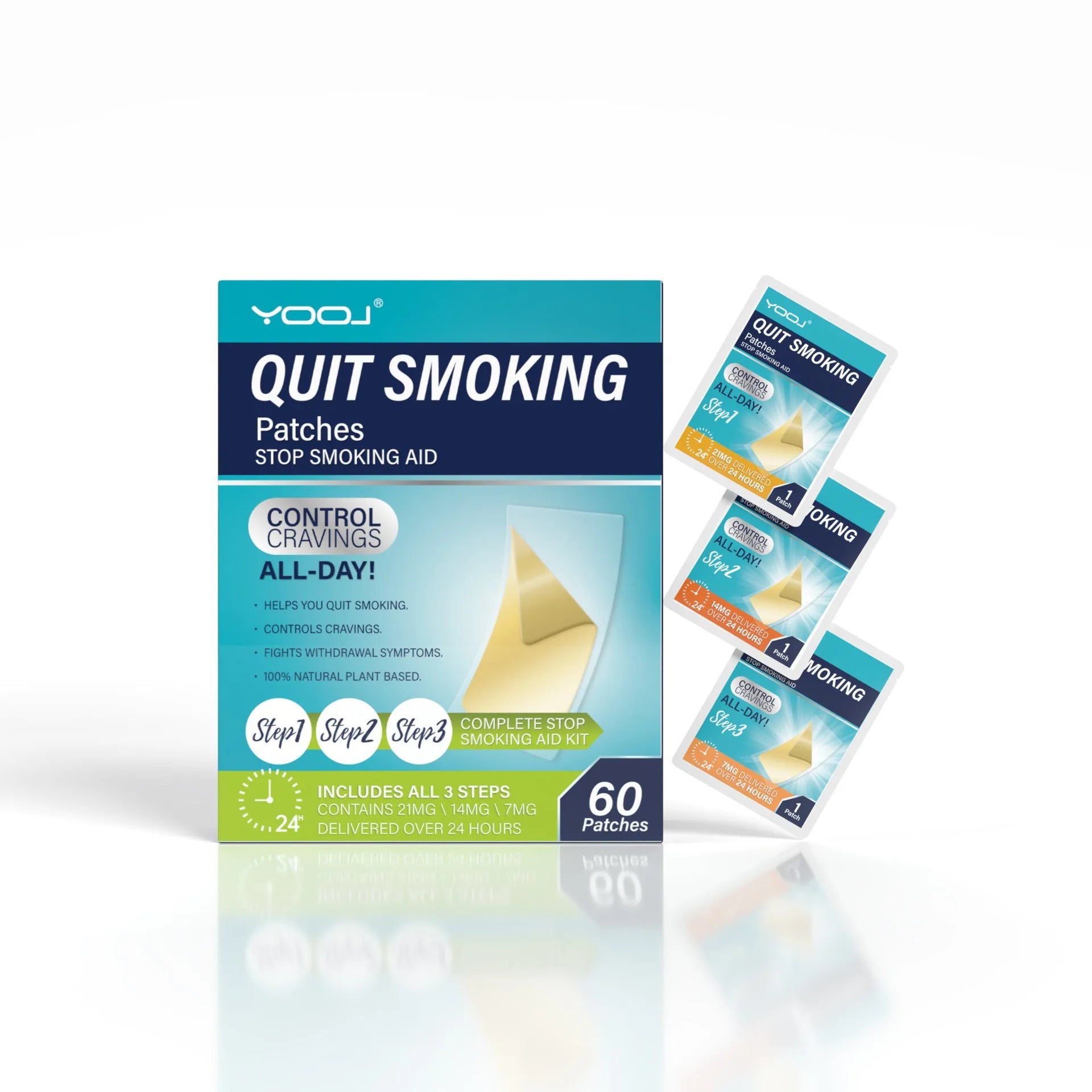 30 plant extract nicotine patches in box for smoking cessation