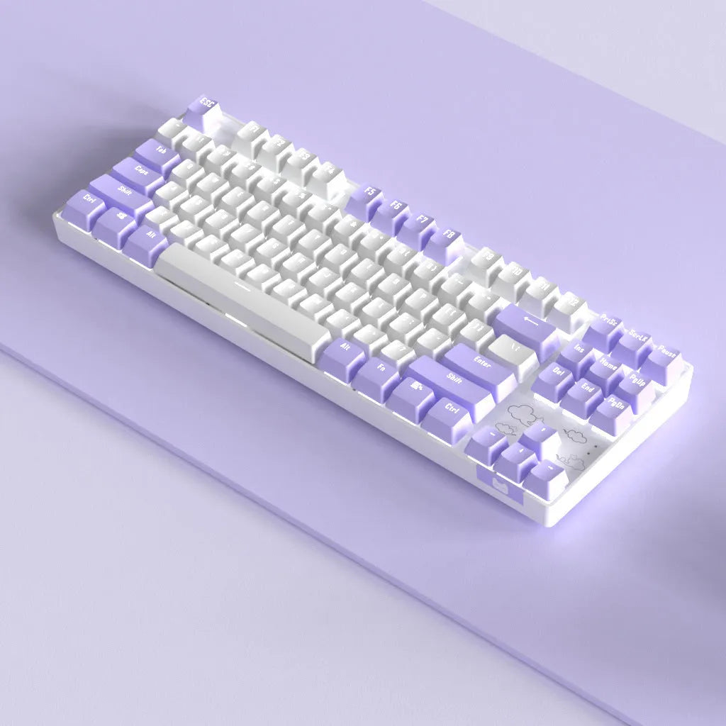 Wireless Bluetooth mechanical keyboard with metal construction in blue or purple colour options