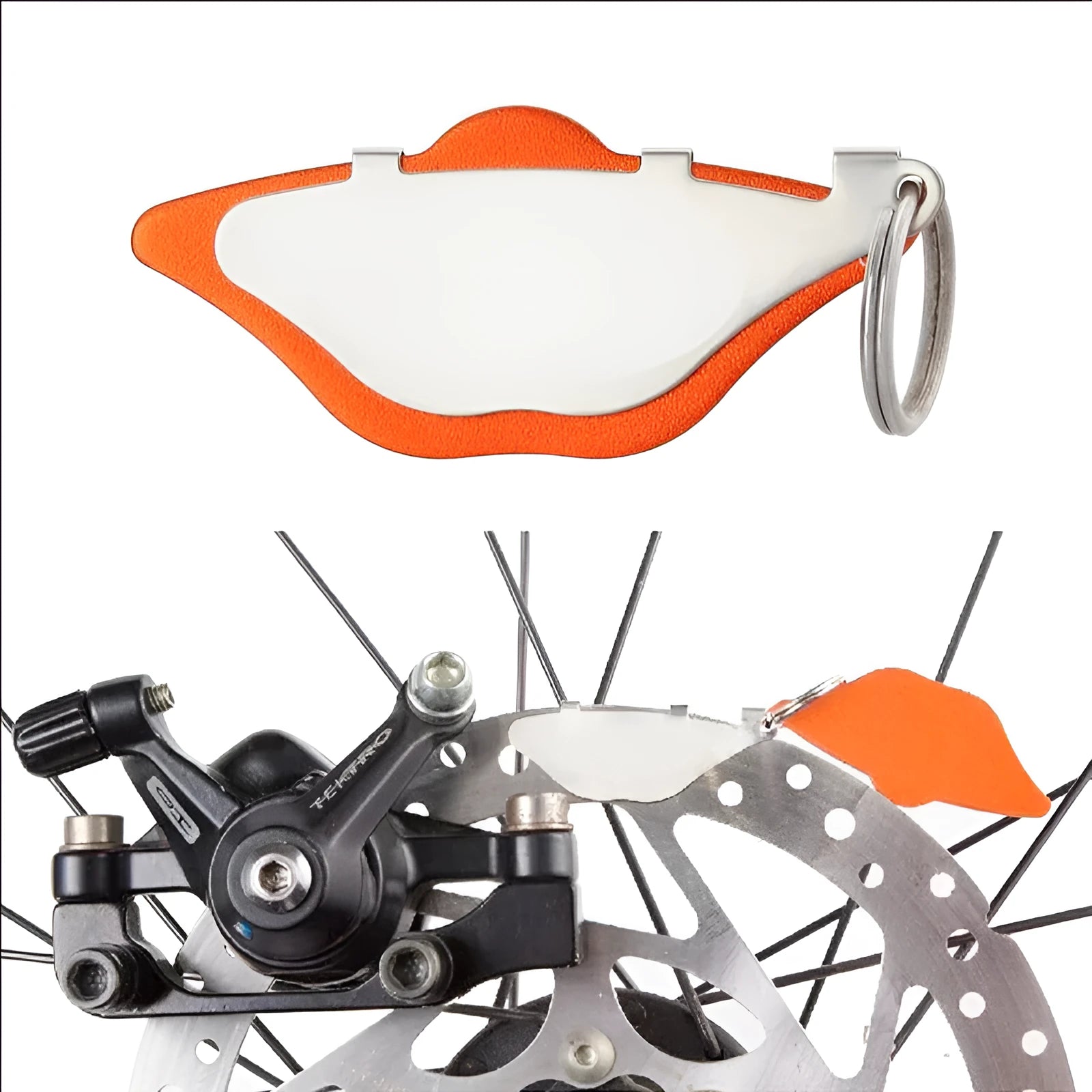 Mountain bike disc brake linings in black and orange colour options