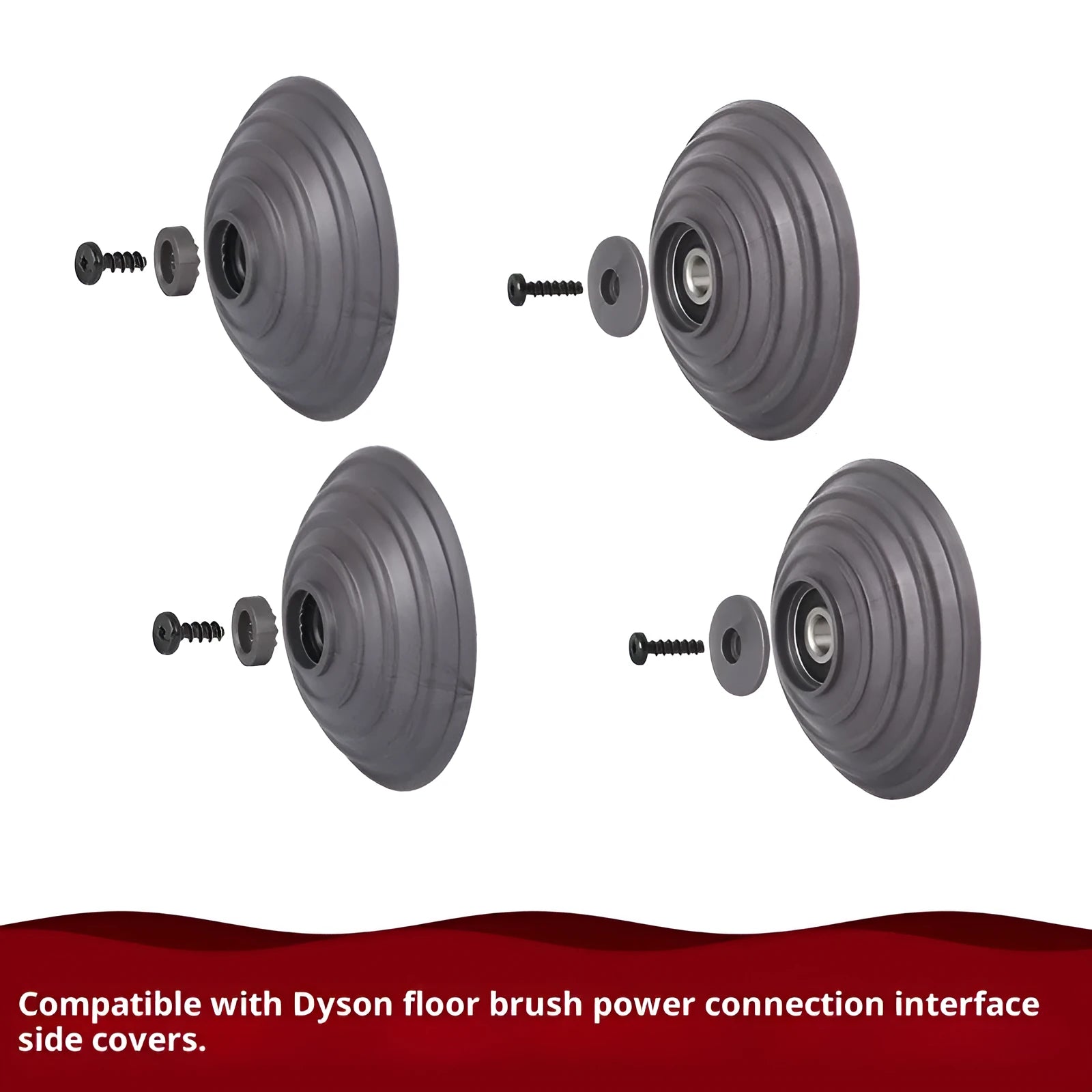 Pair of plastic side cover adapters for Dyson V10 V11 vacuum floor brush head power connection