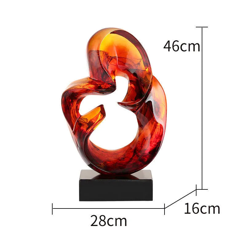 Transparent resin craft ornament in modern style, shown in blue and orange red colour options.