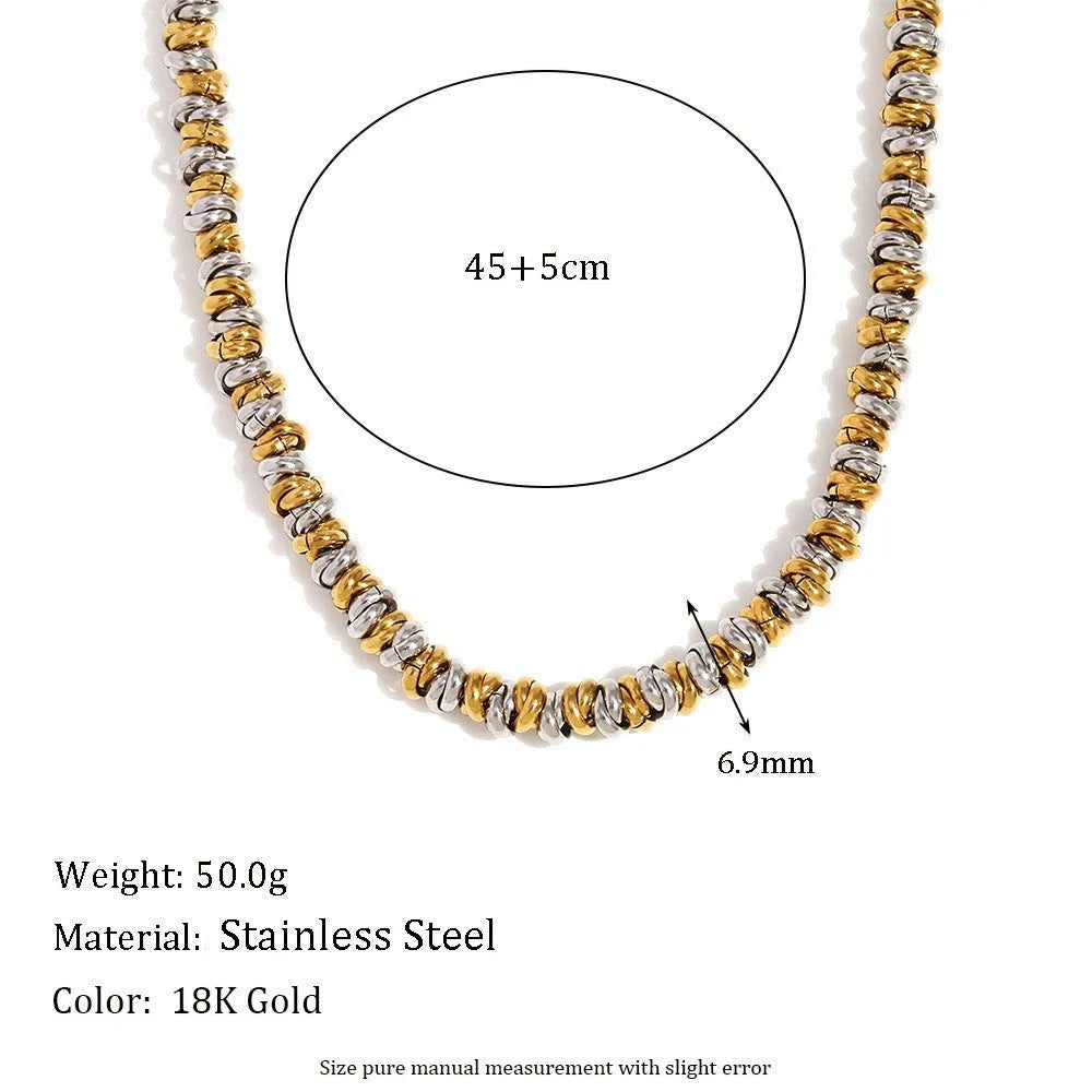 Geometric gold electroplated stainless steel jewellery set with earrings, bracelet and necklace