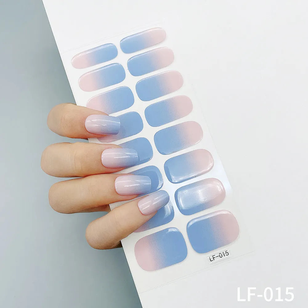 16 solid colour full nail stickers set with European and American simple designs including cross, rose, tulip patterns