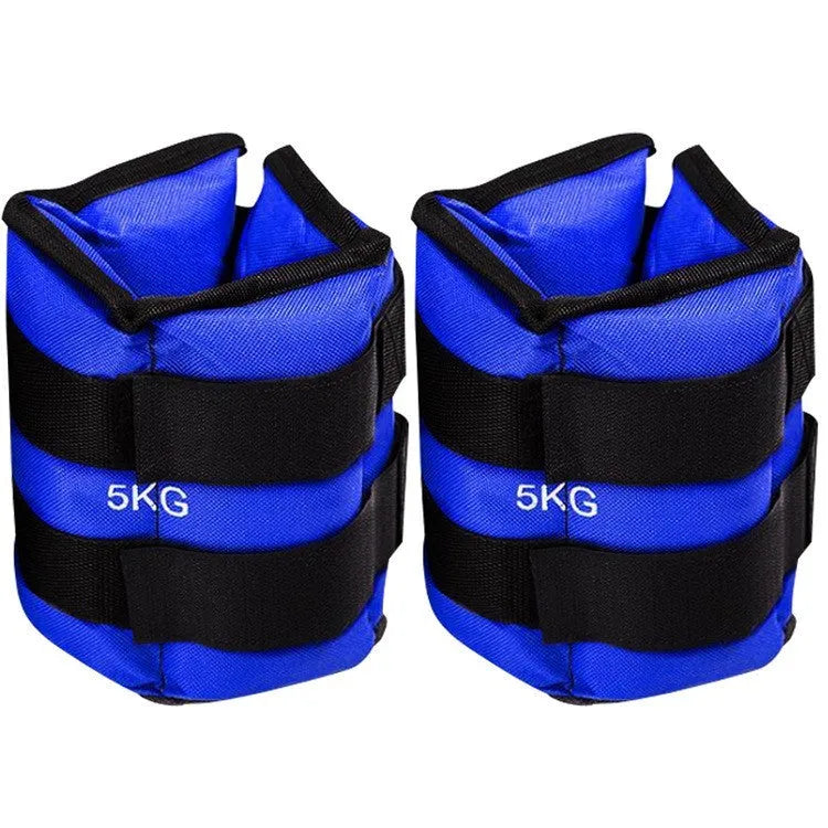A pair of Oxford cloth legging sandbags for weighted athletic training in track and field and running.
