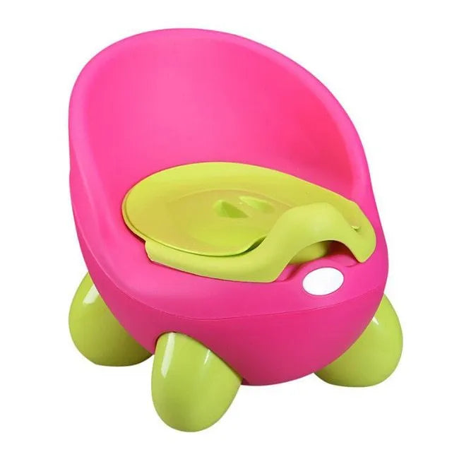 Cartoon-themed baby toilet training stool with splash guard in blue PP plastic